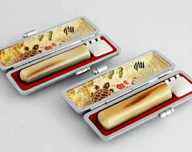 オランダ水牛 高級もみ皮印鑑ケース付 2本セット 【10.5〜18.0mm】