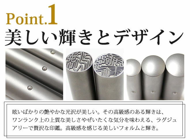 シルバーブラストチタン ブラックもみ革印鑑ケース付 【10.5~15mm】 ステンレス球 or スワロ付