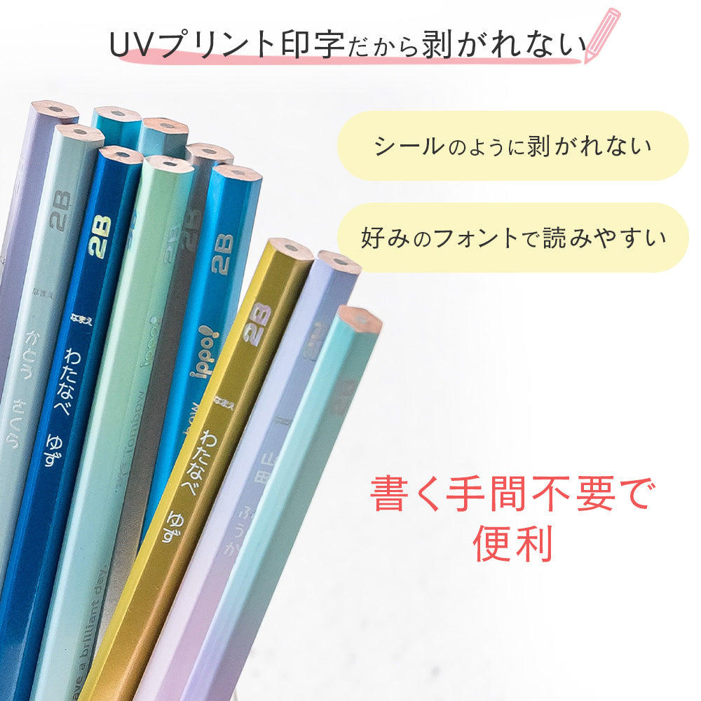 【トンボ鉛筆 ippo!】かきかたえんぴつ プレーン 2B 12本入り 名前欄付き 六角軸 ノンキャラクター 小学生 入学祝い 学校指定対応