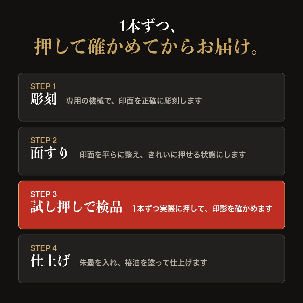 1本ずつ試し押しで検品