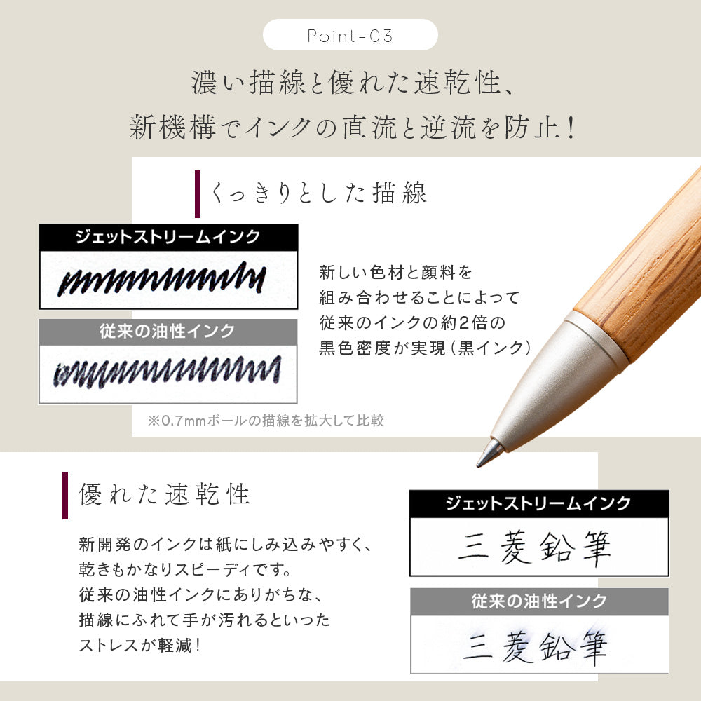 三菱鉛筆 ピュアモルト ジェットストリームインサイド シングル 0.5mm プレミアム 木製 ボールペン ギフト プレゼント