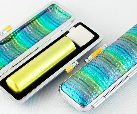 カラー天然本水牛 かぐや印鑑ケース付（グリーン） 【10.5mm】 メタリックイエロー