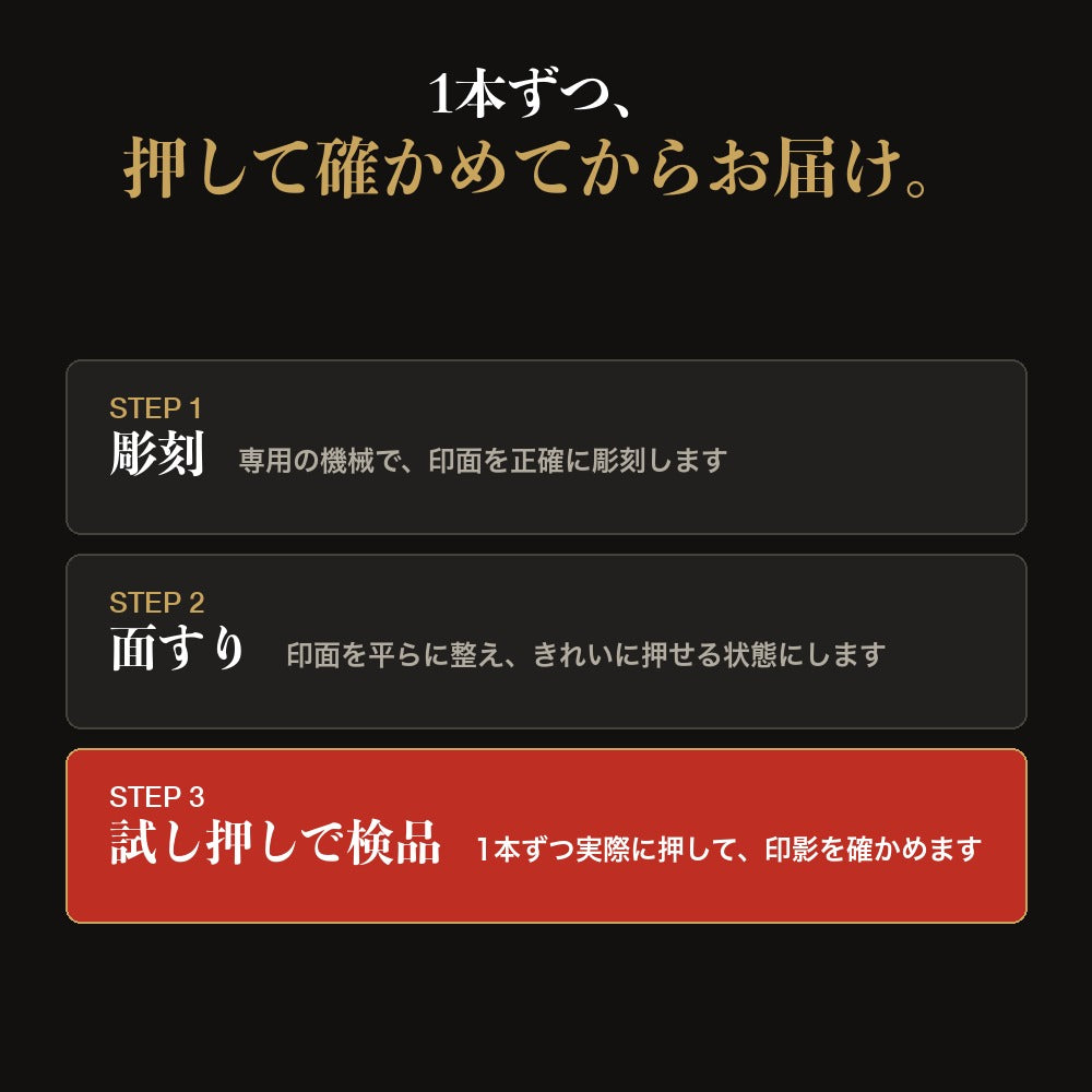 1本ずつ試し押しで検品